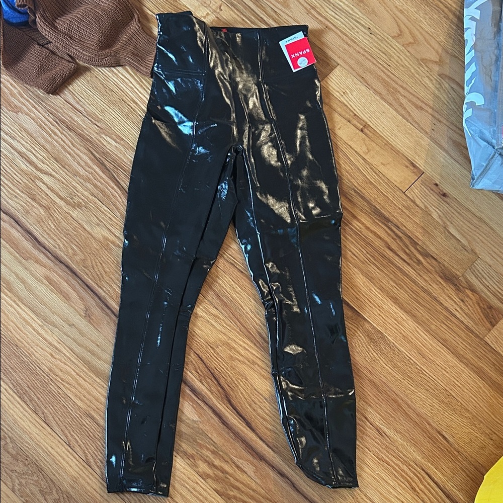 Spanx Patent Faux Leather Leggings PETITE